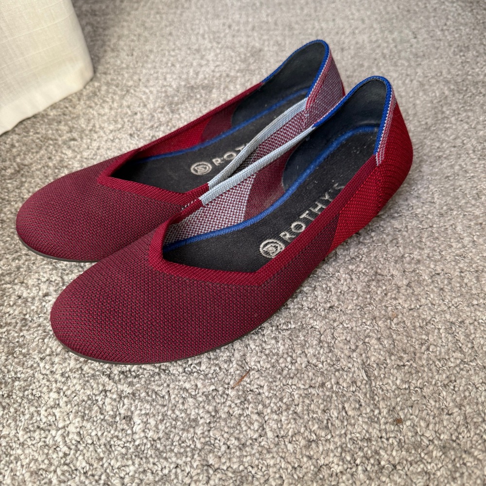 ROTHYS The Flats‎ Berry Colorblock Burgundy Red Knit Women's Size 8.5
